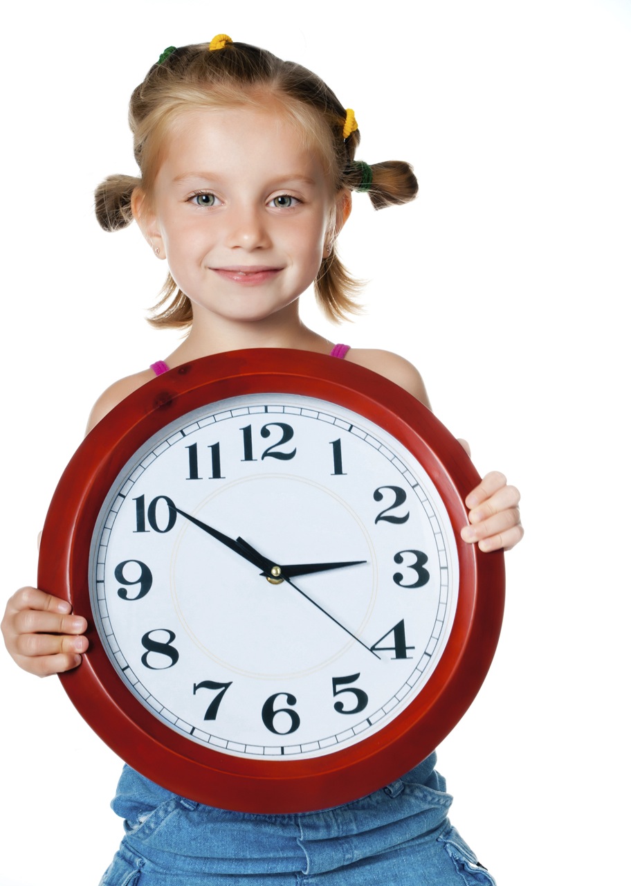 little girl with clock